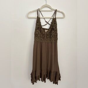 Olive green Lacey boho dress
